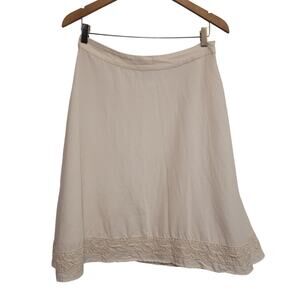 WD.NY Cream Slip Skirt Lace Hem Y2K Minimalist Midi Skirt Size 10 Spring Summer